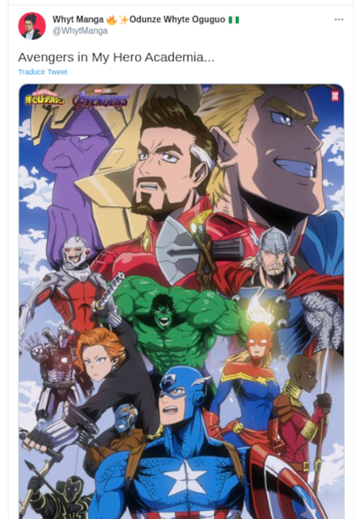 Así se verían los Vengadores en My Hero Academia