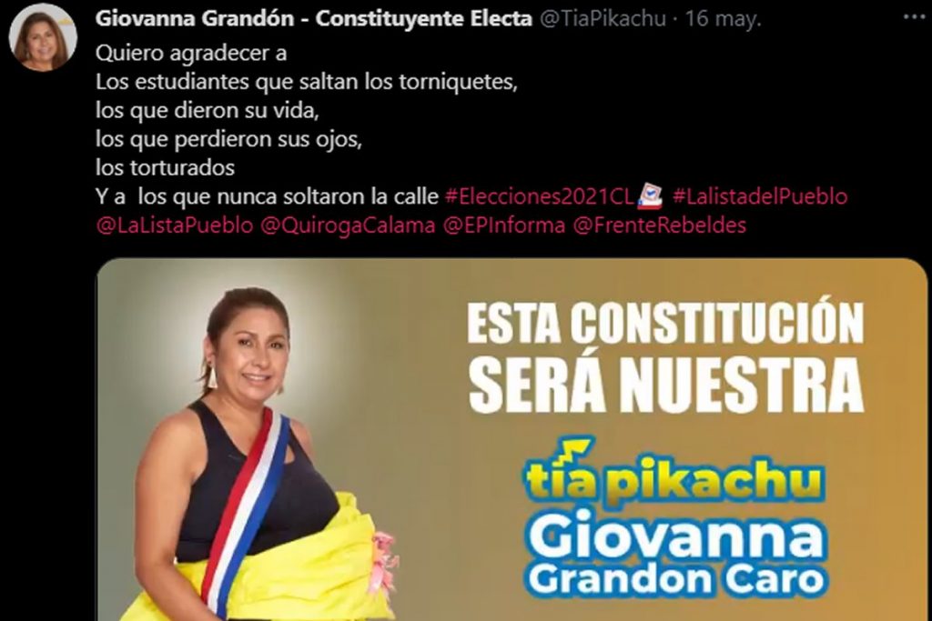 La tía Pikachu fue electa como representante en las elecciones del 2021 en Chile.