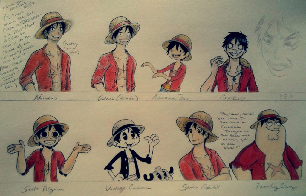 Varios tipos de Luffy de One Piece