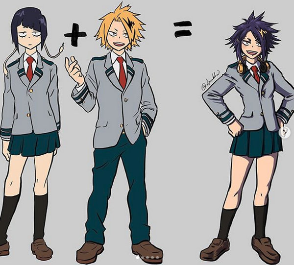 Denki Kaminari y Kyoka Jiro de My Hero Academia