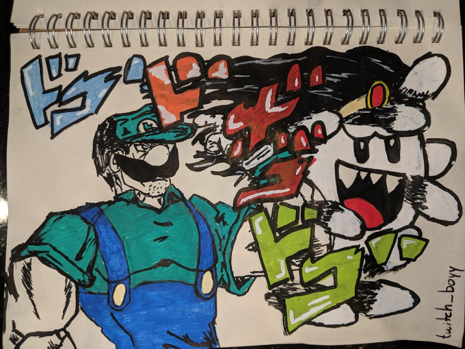 Luigi al estilo de Jotaro Kujo de JoJo's Bizarre Adventure
