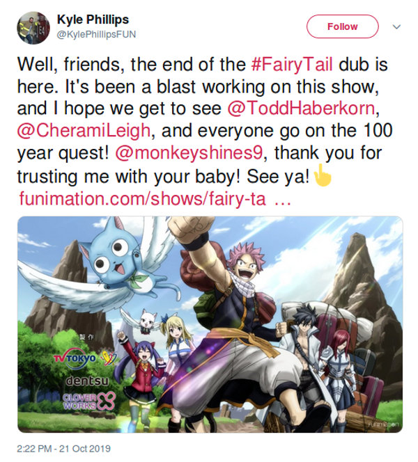 Actor quiere ver anime de Fairy Tail: 100 Years Quest