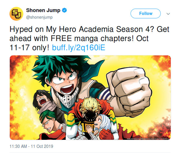 My Hero Academia: Para celebrar su regreso, están regalando capítulos
