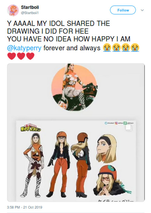 Así se vería Katy Perry en My Hero Academia como heroína y ella lo comparte
