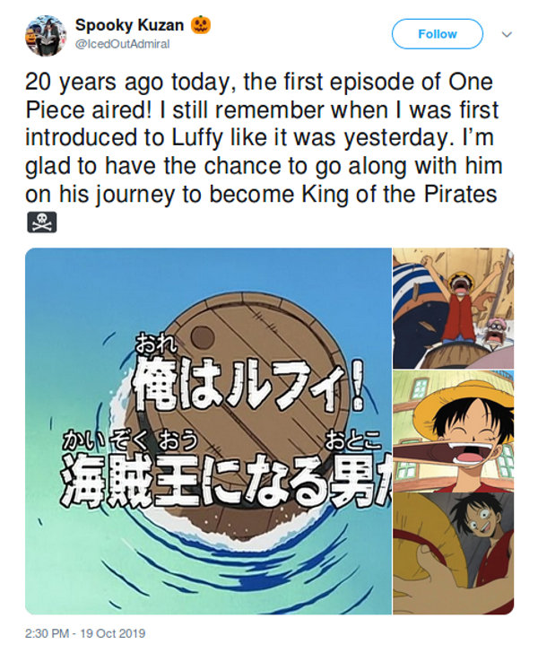 El anime de One Piece cumple 20 años y los fans lo celebran