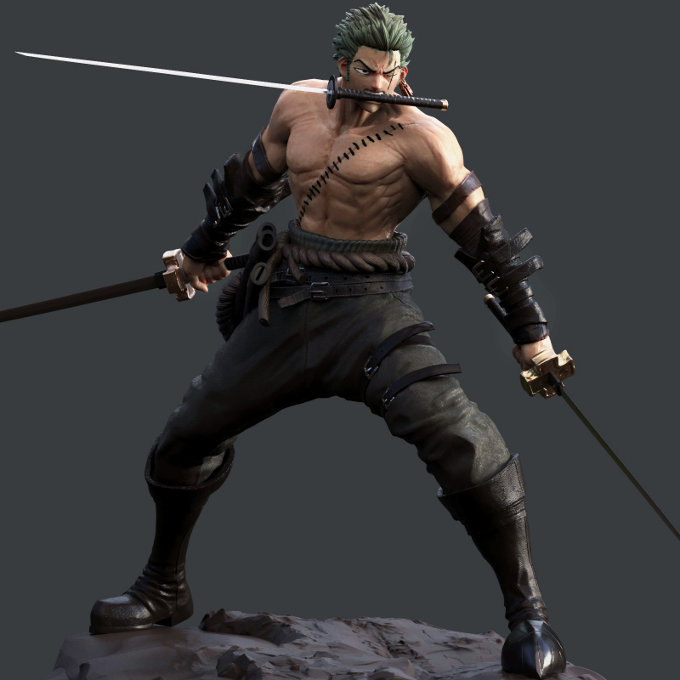 Así podría verse Zoro de One Piece en una película  en 3D