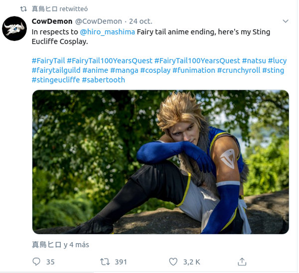 Creador de Fairy Tail aprueba cosplay de Sting Eucliffe