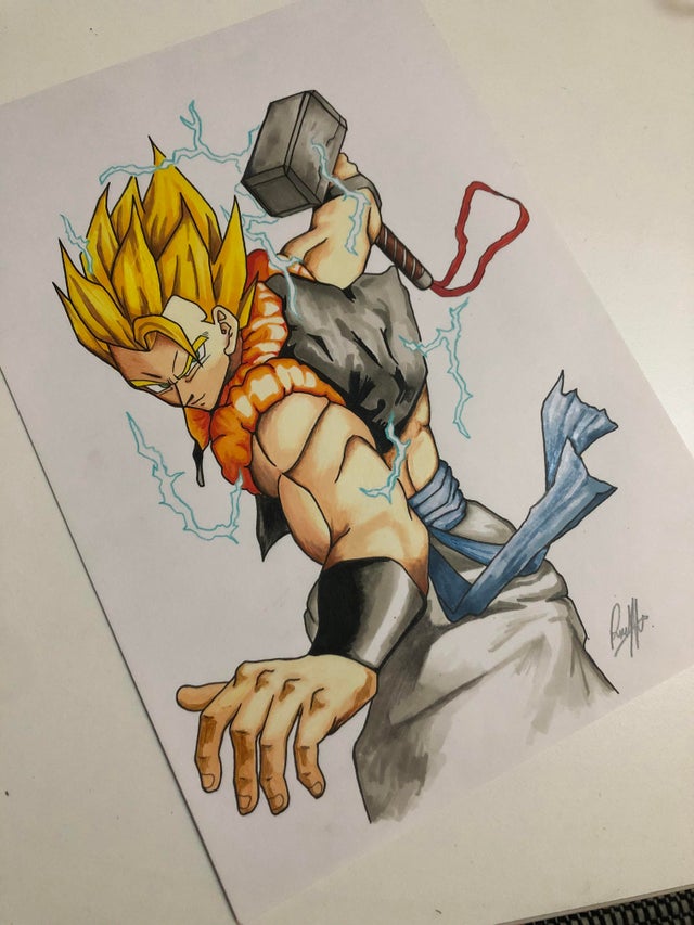 Dragon Ball: Gogeta es digno de levantar el martillo de Thor en este arte
