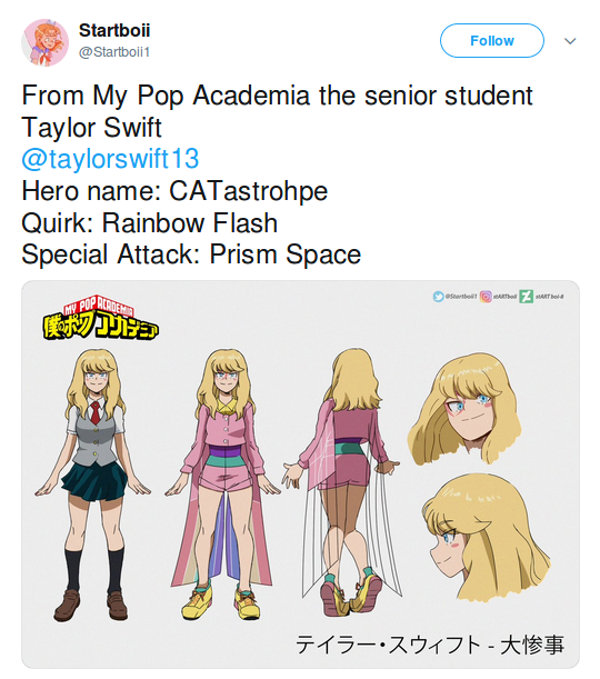 My Hero Academia: Taylor Swift se une al anime con un impresionante fan art