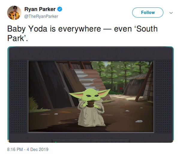 Baby Yoda ahora está en South Park