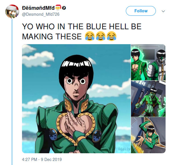 Rock Lee de Naruto hace un gran crossover en JoJo's