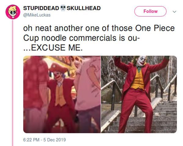 One Piece hace un comercial de sopas y termina en crossover con Joker