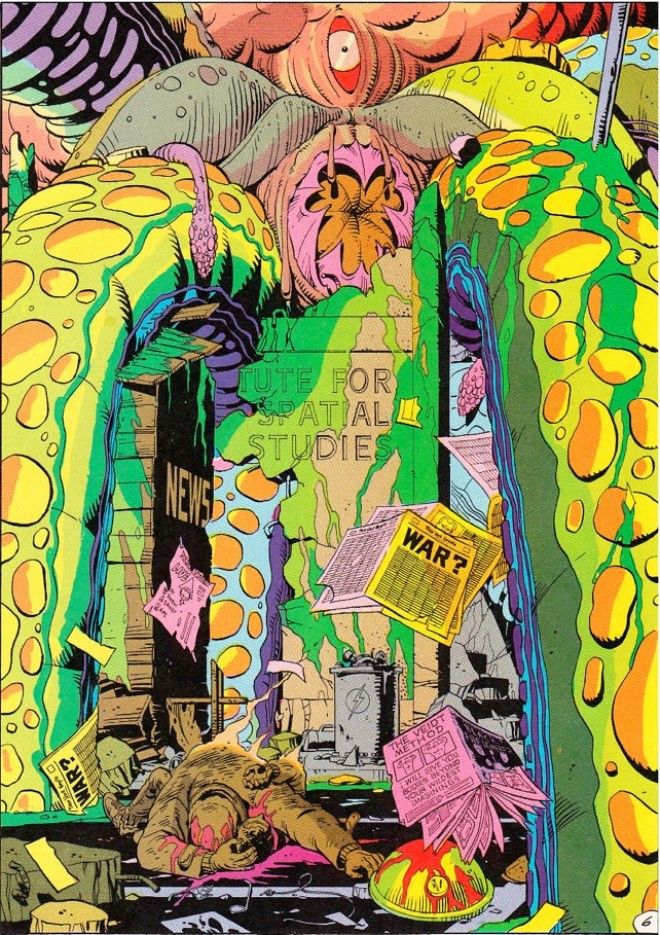 Panel de Watchmen sobre el calamar gigante.