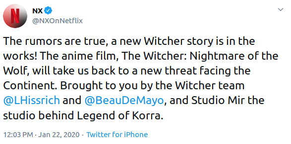 El anime de The Witcher no tendrá a Geralt de protagonista