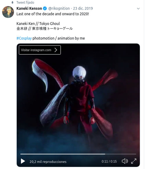 Increíble cosplay de Ken Kaneki de Tokyo Ghoul