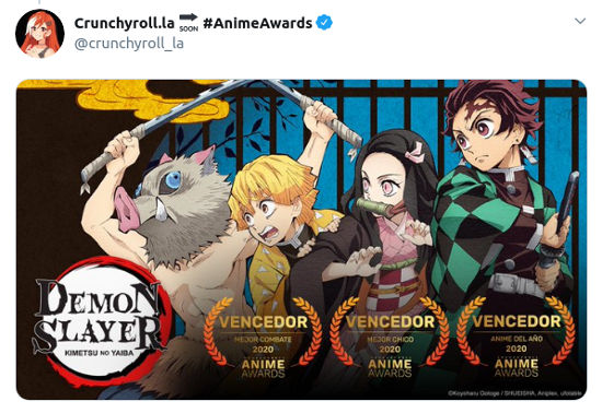 Kimetsu no Yaiba vence a Shingeki no Kyojin y es nombrado anime del año