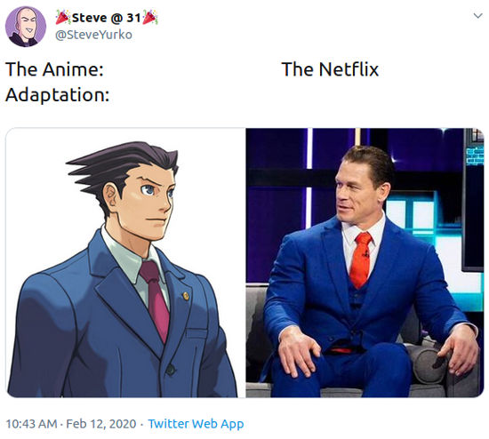 John Cena sorprendió con un cosplay involuntario de Phoenix Wright