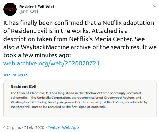 Se revela la sinopsis de la serie de Resident Evil de Netflix
