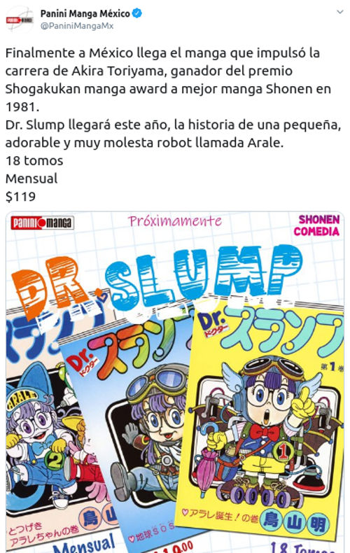 El manga de Dr. Slump llegará por primera vez a México