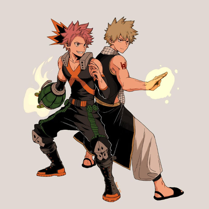 Bakugo y Natsu, cuando My Hero Academia y Fairy Tail chocan