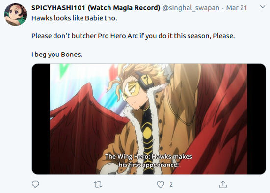 Fans de My Hero Academia emocionados por la aparición de Hawks