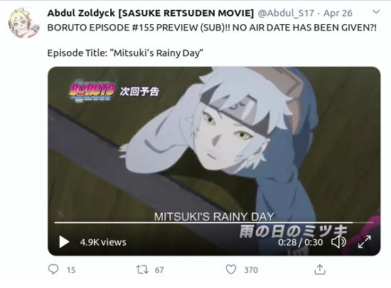 Boruto: Naruto Next Generations se pondrá muy lluvioso en su próximo episodio