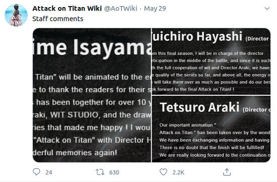Creador de Attack on Titan habla acerca del anime