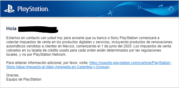 Este es el correo que los usuarios de PlayStation están recibiendo. Los de Netflix tienen uno parecido.