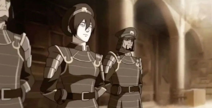 Imagen de Toph como Policía de ciudad Republica en Avatar Korra