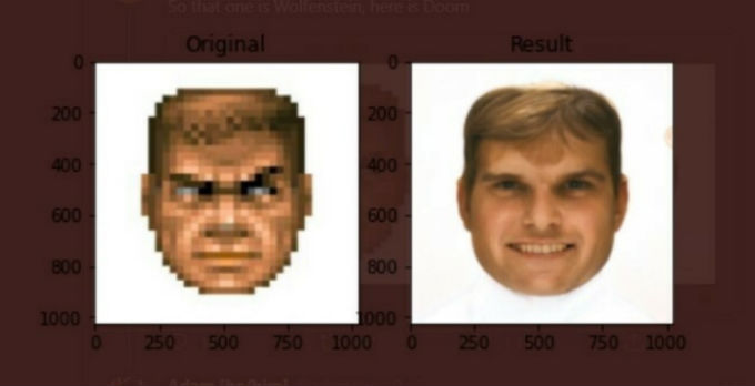 Imagen de una interpretación realista del rostro del protagonista de Doom