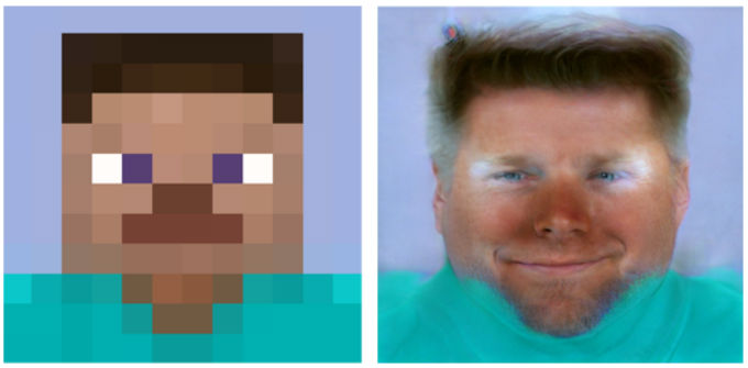 Steve del videojuego Minecraft con un Rostro realista