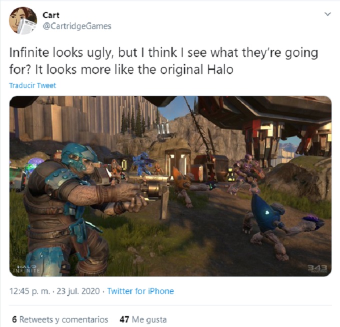 Imagen de un tweet sobre Halo Infinite