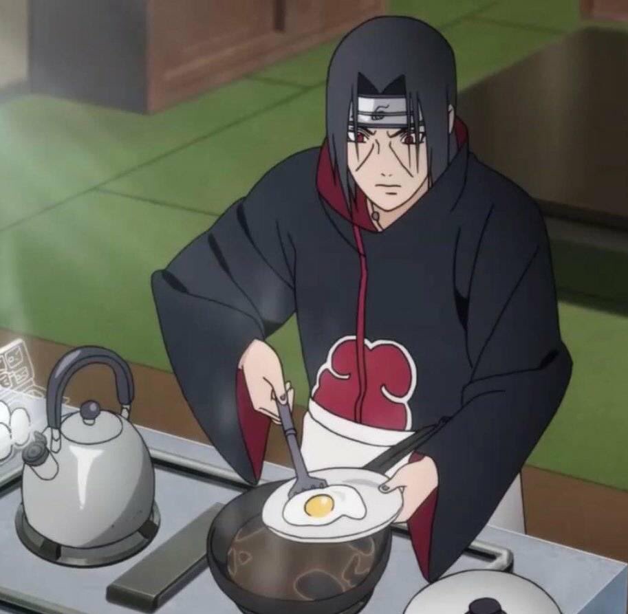 Itachi cocinando en Naruto.