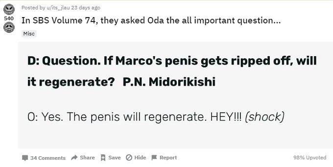 Pregunta de One Piece sobre Marco