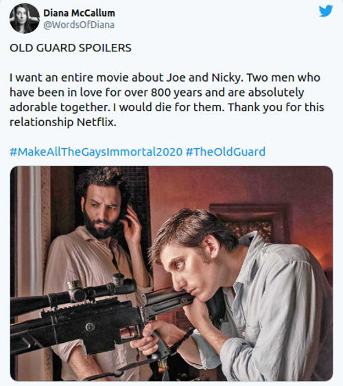 Fans emocionados por pareja LGBT+ en The Old Guard de Netflix