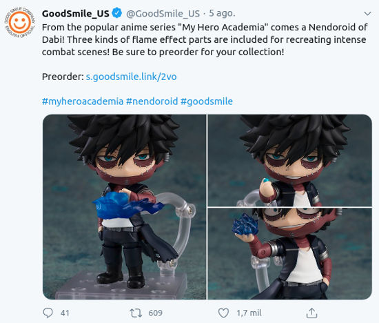 Hasta Dabi de My Hero Academia se alegra de su Nendoroid