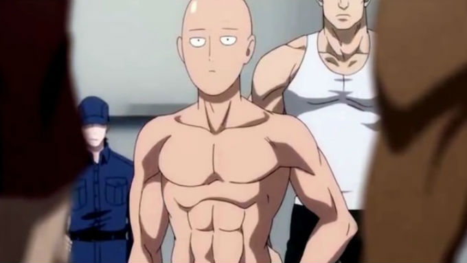 One Punch Man musculoso en la prueba de heroes