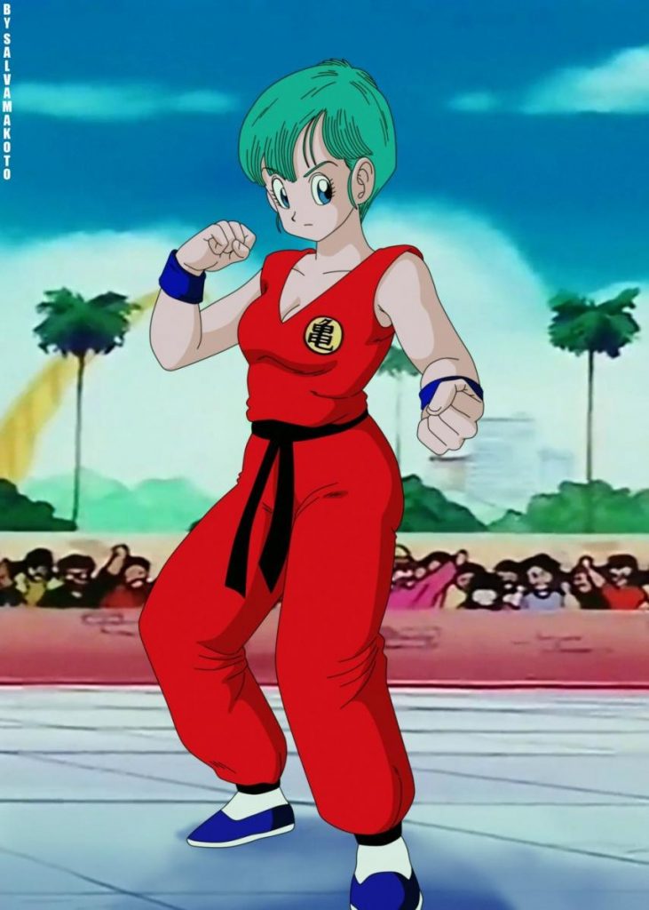 Bulma guerrera entrenada por el Maestro Roshi.