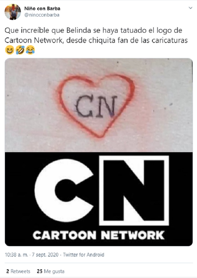 Meme del tatuaje de Belinda con Cartoon Network