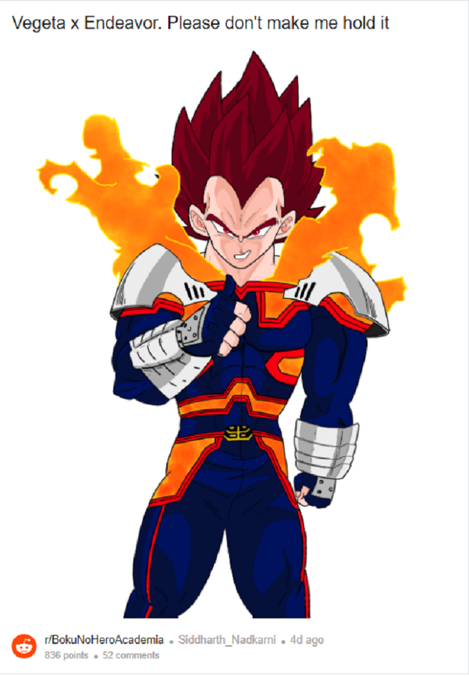 My Hero Academia fusion de endeavor y Vegeta de Dragon ball