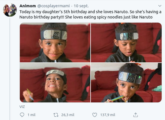 Naruto: Un tierno cosplay 'cumpleañero' se vuelve viral