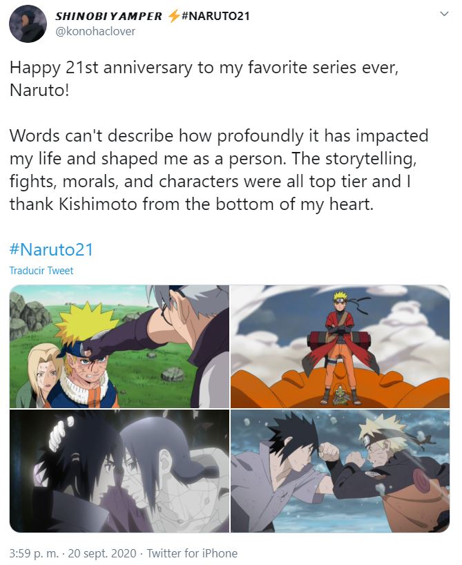 Naruto 21 aniversario.