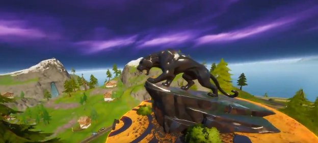 Monumento a Black Panther en Fortnite.