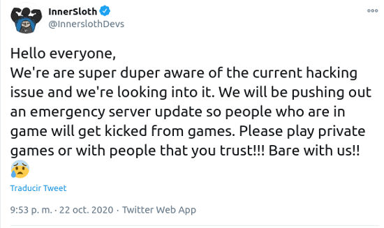 Among Us padece spam por culpa de hackers