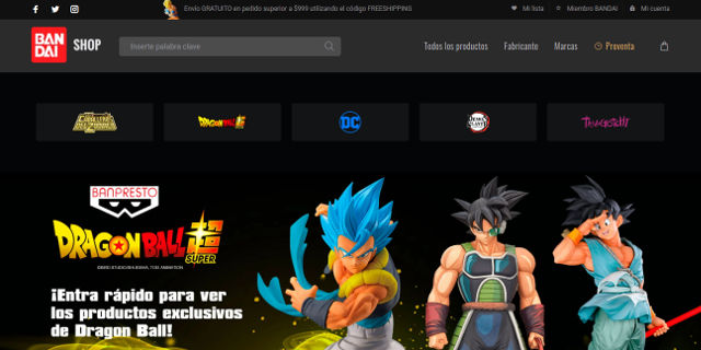 Bandai Collectors Shop ya está en línea en México
