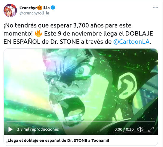 Dr. Stone llegará en español a Toonami