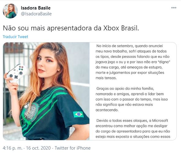 Isadora Basile era la presentadora de Xbox Brasil.