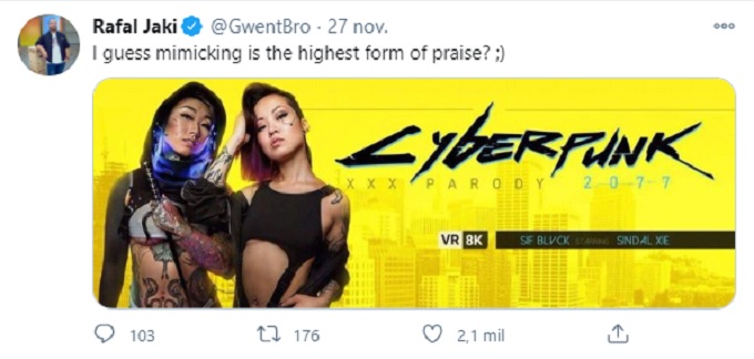 Imagen de la parodia para adultos de Cyberpunk 2077