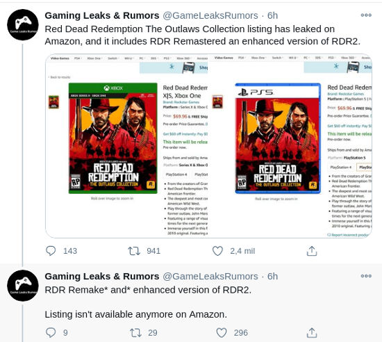 Red Dead Redemption y su secuela llegarán a PS5 y Xbox Series X