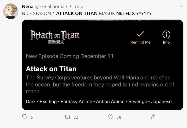 Attack on Titan Final season llegará a Netflix.